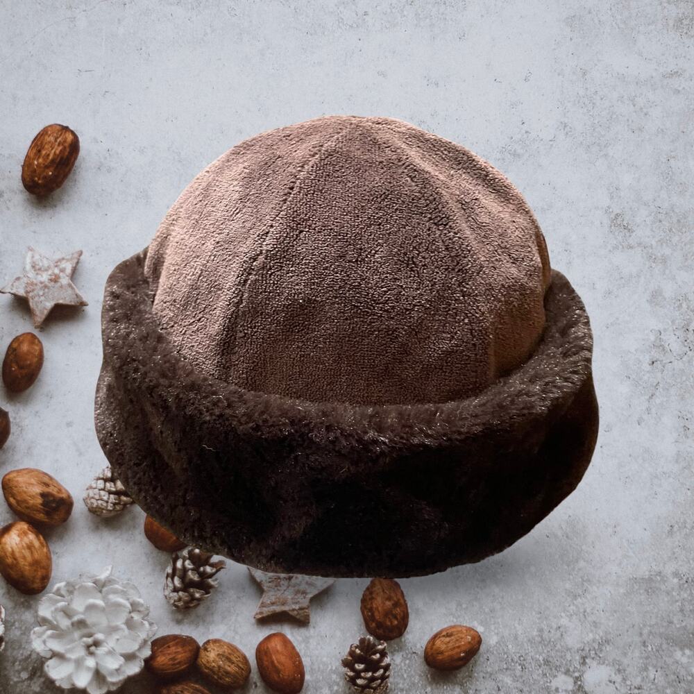 Brookstone Reversible Faux Fur Beanie Brown Cossack Zhivago Hat Quilted Lined OS